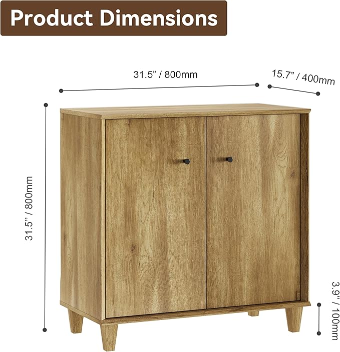 Sideboards Buffet Cabinet 2 in 1 Wide Credenza Buffet Table with Adjustable Shelf, Modern Kitchen Accent Cabinet with Storage Compartments for Dining Room Living Room, Hallway, Oak Brown