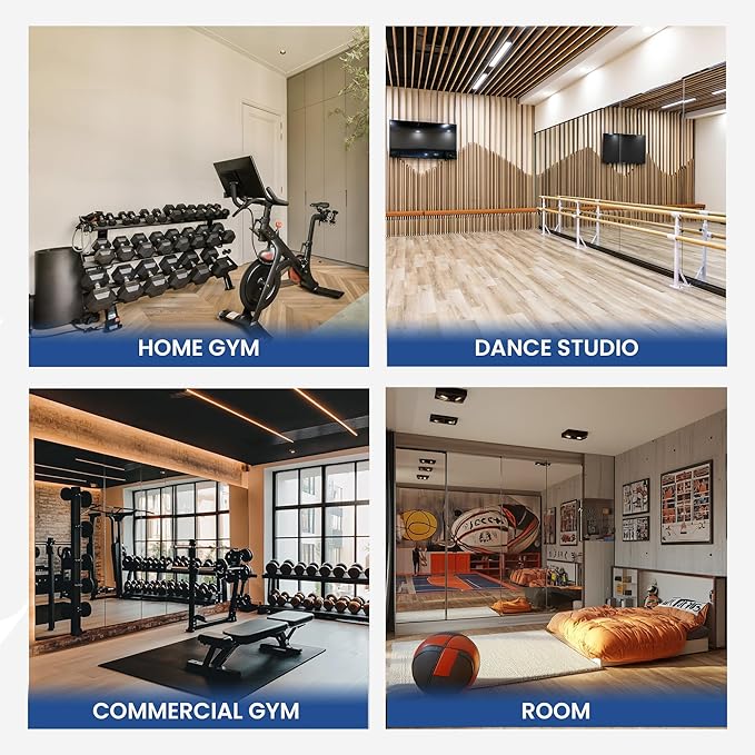 Tempered Home Gym Mirror 60"x48" - 1/4" Thick Body Large Wall Mirror Full Length for Bedroom, Garage, Bathroom - Frameless, HD Ultra Clear 60"x48"