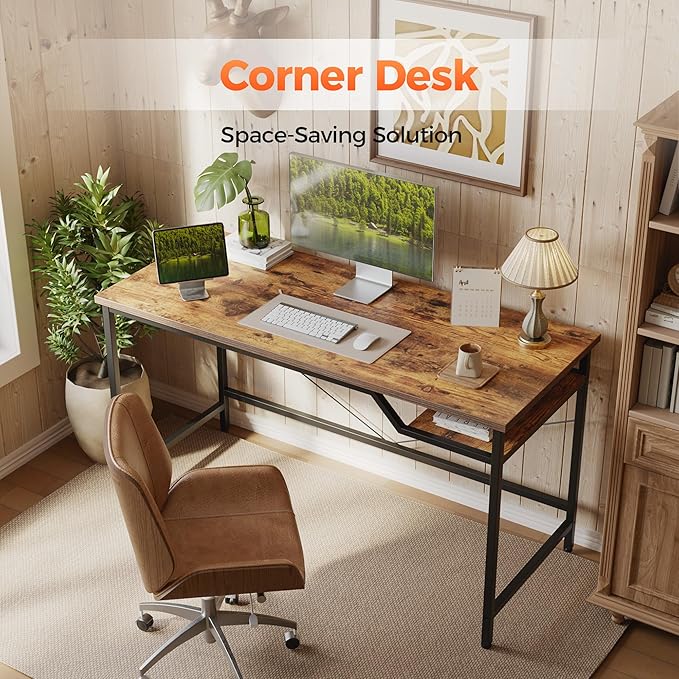 Mericonia 55 inch Computer Desk, Gaming Desk for Small Spaces, Modern Simple Style Table for Home Office, Study Student Writing Table
