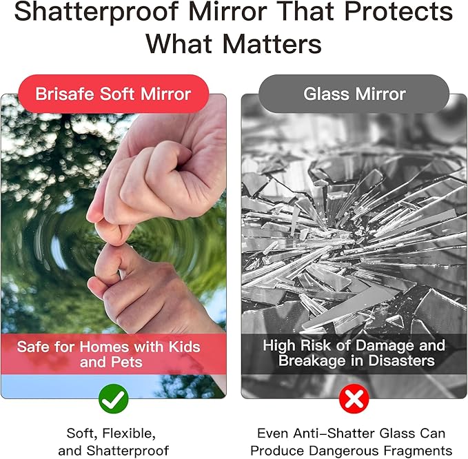 brisafe 63" x 40" (2PCS 63" X 20") Gym Mirror, Full Length Wall Mirror for Gym, Dance Studio, Home, Yoga - Easy to Install, Ultra-Light Shatterproof Nano Miorror Reduces 60% Commercial Insurance Costs