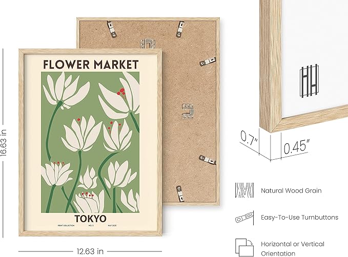 HAUS AND HUES Framed Flower Prints – Matisse Wall Art, Minimalist Floral Decor, Flower Market Poster, Aesthetic Bedroom or Living Room Art (Beige, 12x16)