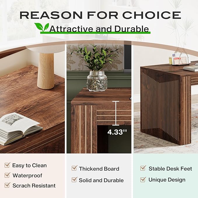 Tribesigns 79-Inch Extra Long Desk, Two Person Double Desk for Home Office, Wooden Long Computer Desk Writing Table for Office, Coffee Brown