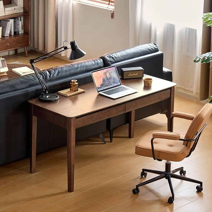 Retro Solid Wood Computer Desk, Office Writing Desk with Storage Drawers for Home Office, Study, Bedroom 47.24" W