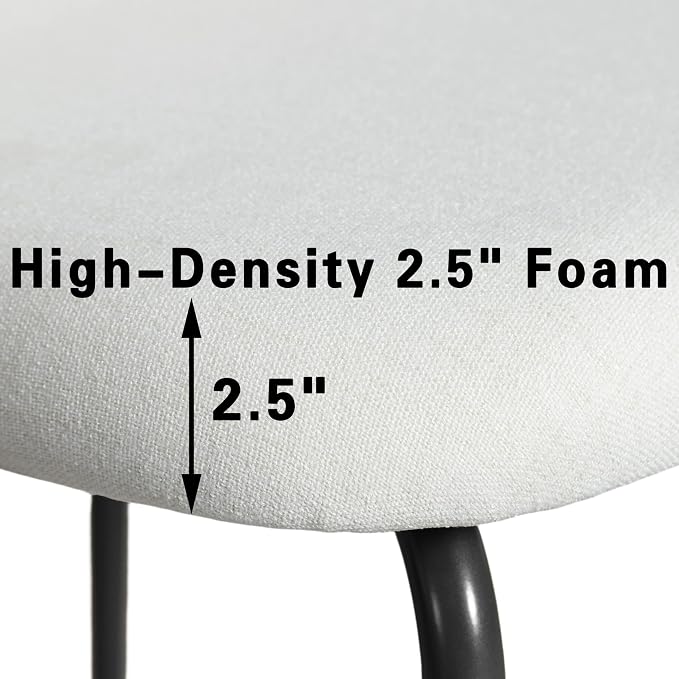 Casaphoria Dining Chairs Set of 2, Modern White and Black Upholstered Accent Chairs with Metal Legs, Ergonomic Comfy Vanity Chair for Kitchen, Living Room, and Bedroom