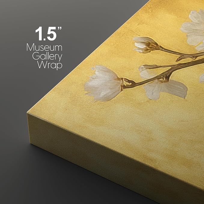 wall26 Canvas Print Wall Art Set Golden Cherry Blossom Tree Elegant Floral Illustrations Fine Art Decorative Botanical Rustic for Living Room, Bedroom, Office - 24"x36" x 3