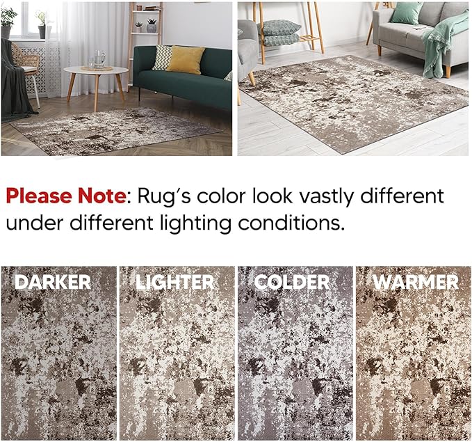 Keen Home Design Area Rugs - 10ft Round Non-Shedding, Abstract Rugs for Kitchen, Living Room, Bedroom, Dining Room, Entryway - Size: 10' Square, Multi