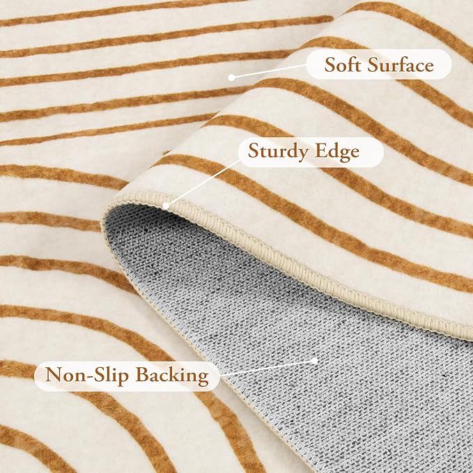 Lahome Abstract Washable Rugs 5x7, Non Slip Soft Living Room Rugs Ultra-Thin Rainbow Bedroom Rug, Non Skid Rug Backing Accent Carpet for Dining Room Office Darrell (5'x7',Orange)