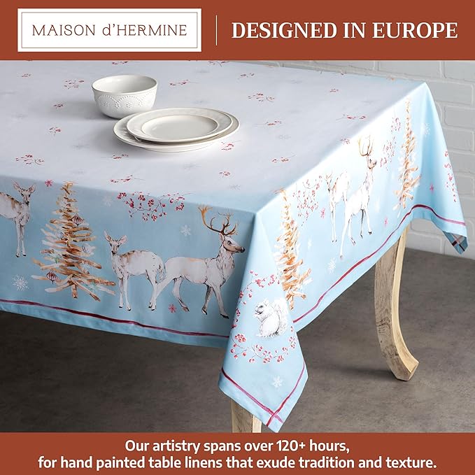 Maison d' Hermine Table Cloth Square Table 100% Cotton 60 x 60 Inches Fall Tablecloth Reusable Everyday Use for Thanksgiving Christmas Decorations Dining Farmhouse Party (Fairy Tale Forest)