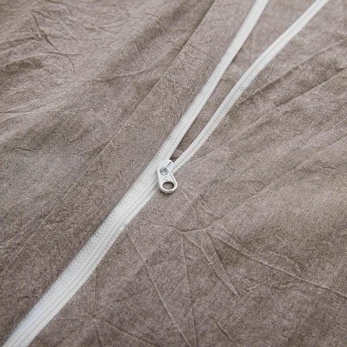 100% Cotton Duvet Cover Queen Size, Mauve Brown Linen-Like Natural Bedding Set with Zipper Closure (No Comforter), Queen Size, Duvet Cover (90"x90") x 1, Pillowsham(20"x26") x 2