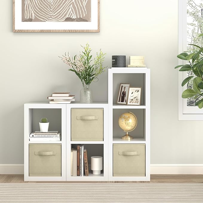 furtble 2-Pack Bookshelf Storage, 2 Cube Storage Organizer, Modern Wood Open Bookcase, Multifunctional Display Shelf for Living Room, Bedroom, Home Office, White