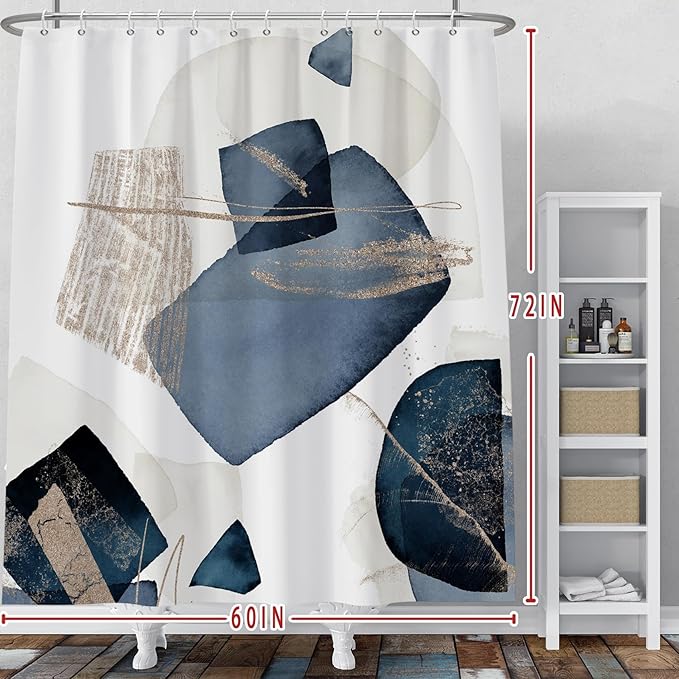 Baocicco Baocicoo Blue Grunge Texture Shower Curtain Abstract Grain Fashion Creative Design Boho Striped Shower Curtains for Hotel Spa Home Bathtubs Bath Waterproof Fabric with Hooks 60x72 Inches