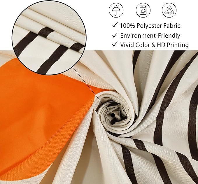 Boho Mid Century Modern Shower Curtain, Abstract Arch Leaf Minimalist Sun Beige Machine Washable Waterproof Fabric for Bathroom Decor Bathtub with Hooks 60Wx72H