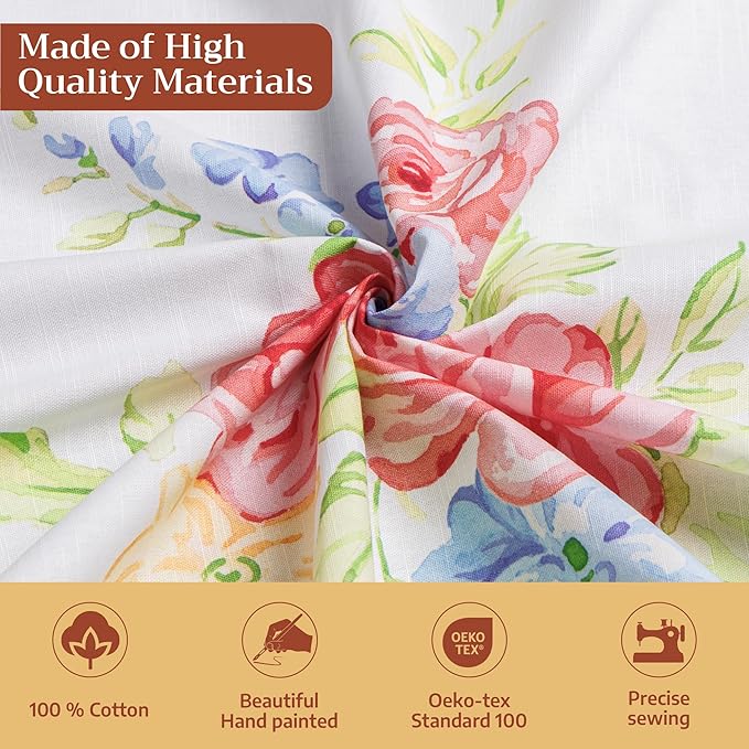 Maison d' Hermine Table Cloth Square Table 100% Cotton 54 x 54 Inches Tablecloth Reusable Decorative for Dining Room Farmhouse Home Valentines Day Decorations Spring Summer - Vintage Floral