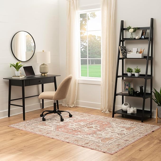 Linon Melissa Black Wooden Five Shelf Ladder Bookcase