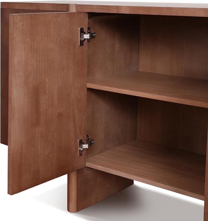 Christopher Knight Home Austen Retro Minimalist Wooden Storage Sideboard, Living Room Cupboard with Shelves, Dining Room/Kitchen Buffet Cabinet, Entryway Display Table, Home Office Credenza, Espresso