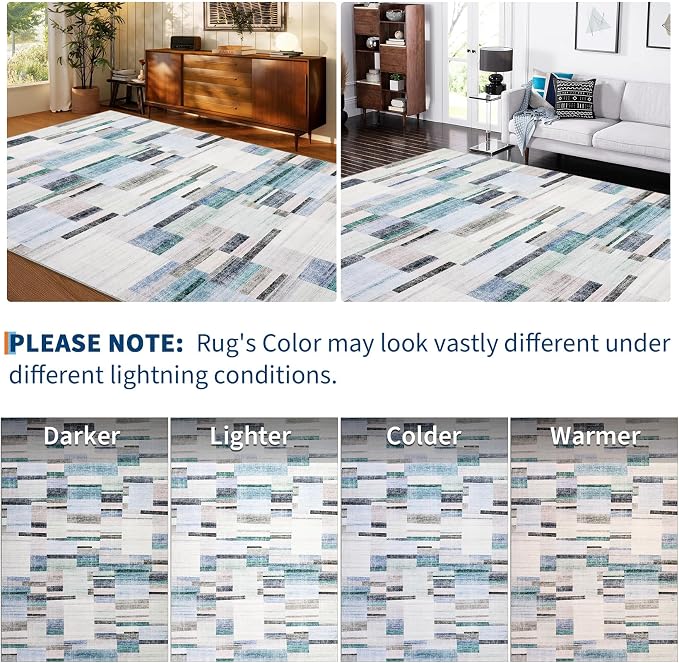 Large Area Rug 10x13 Rugs for Living Room Washable Rug Modern Non Slip Throw Rugs Bedroom Rug Soft Non Shedding Low Pile Stain Resistant Carpet for Dining Room Nursery Classroom 10'x13'