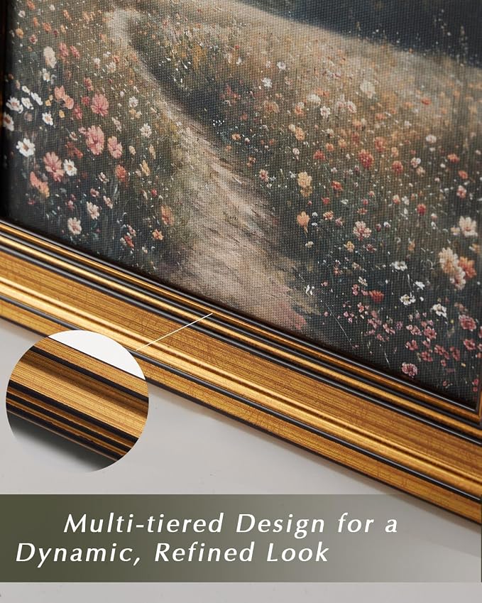 HUARCEY Gold Framed Vintage Wall Art for Living Room, Pumpkin Painting Prints Shelf Decor for Kitchen, Aesthetic Bedroom Wall Art, Autumn Gifts for Friends or Family - Japandi Pumpkin 10L x 8W