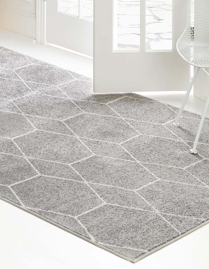 Unique Loom Trellis Frieze Collection Area Rug - Geometric (8' x 11', Light Gray/ Ivory)