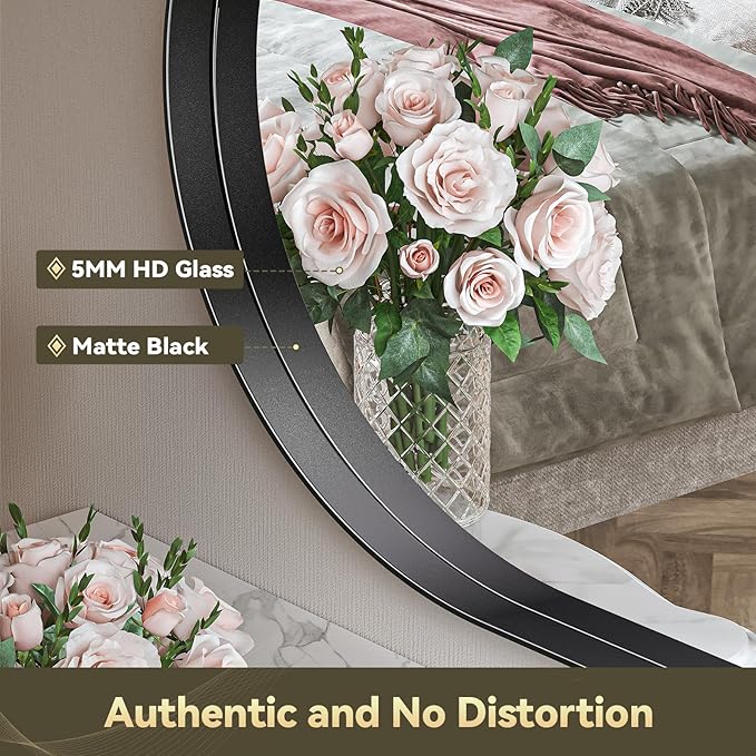 Brightify Black Oval Mirror for Wall, 48"x30" Bathroom Vanity Mirrors with Metal Framed, Modern Large Mirror for Bedroom Living Room Wall Decorative Hang Vertical and Horizontal