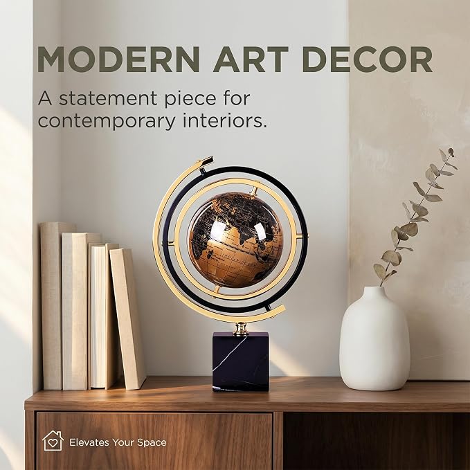 Modern Marble Sculpture, Abstract Art Inspired Tabletop Statue Decor - Minimalist Sculpture Home Decor for Living Room Shelf Desk Office - Unique Housewarming Gift, Black Solid Marble Base