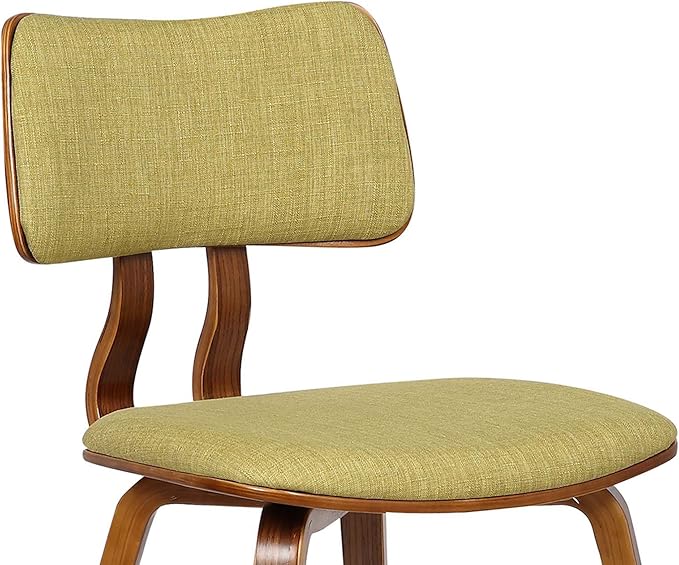 Armen Living Jaguar Mid-Century Dining Chair in Walnut Wood and Green Fabric - Set of 4