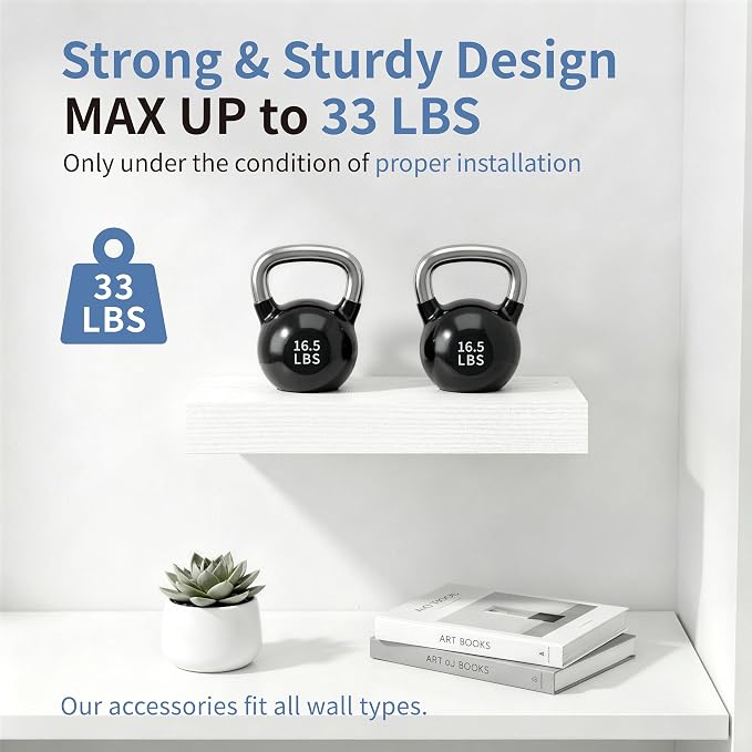 Floating Shelves, White Wooden Set of 3 Wall Mounted Bathroom Shelves Over Toilet, Modern Small Hanging Shelves for Bedroom Living Room Kitchen Home Decor Storage, 12" x 7" x 1.5"