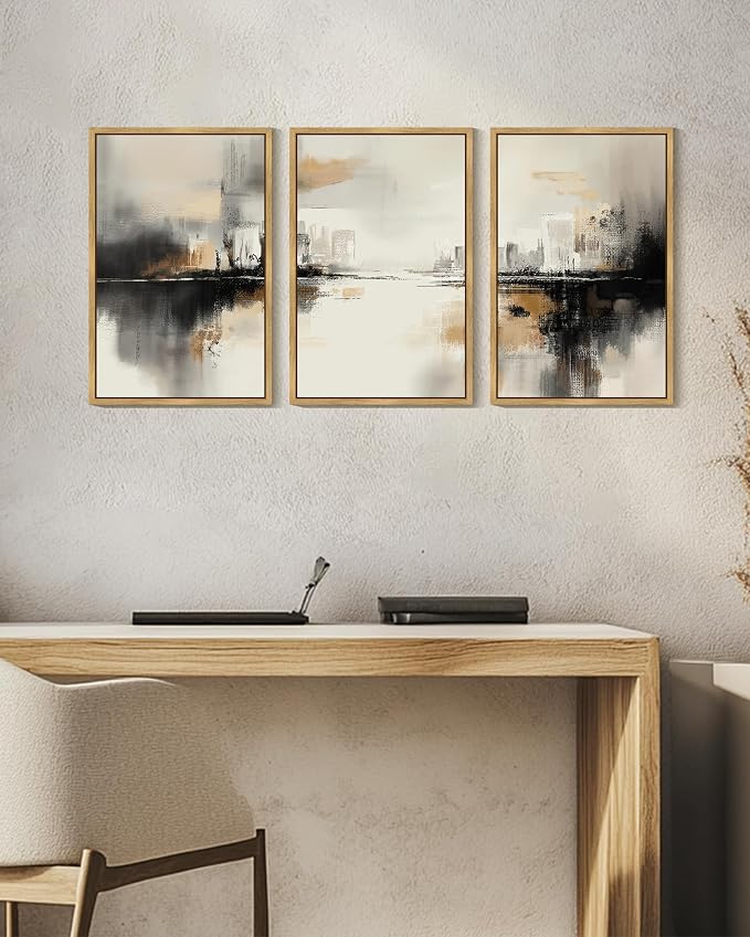 Drsoum Boho Plant Wall Art Framed Bohemian Wall Decor Abstract Geometry Artwork Hallway Bedroom Home Office Prints Ready to Hang 16x24in Natural Framed
