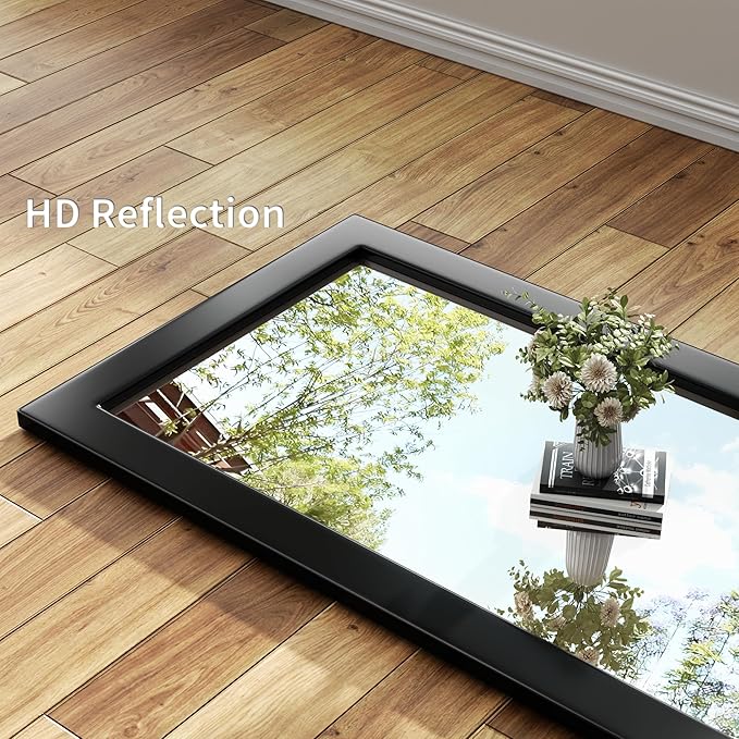 71'''x32'' Rustic Wall Mirror for Bathroom Black Wood Frame, Classic Rectangle Mirror Farmhouse Vanity Wall Mirror Decor Living Room, Bedroom, Entryway
