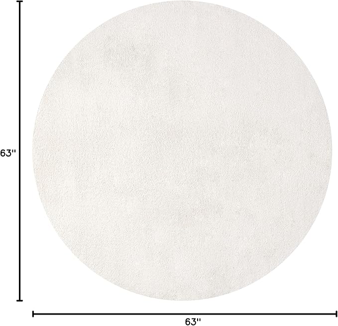 JONATHAN Y Haze Solid Low-Pile Cream 5' Round Indoor Area Rug, Coastal,Bohemian,Minimalist,Classic, Easy-Cleaning for Living Room,Bedroom,Kitchen,Pet Friendly,Non-Shedding (SEU100T-5R)