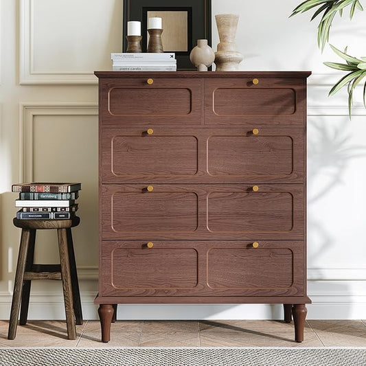 ARTPOWER 5 Drawers Dresser for Bedroom, 40" Tall Wood Mid Century Modern Chest of Drawers, Closet Clothes Storage Organizer for Living Room, Hallway, Entryway, Brown