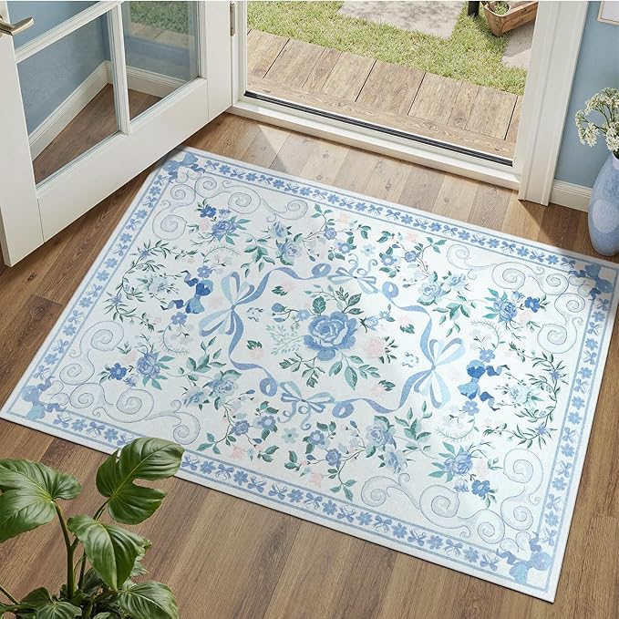 DCX floralbow-bluek Area Rugs3x5