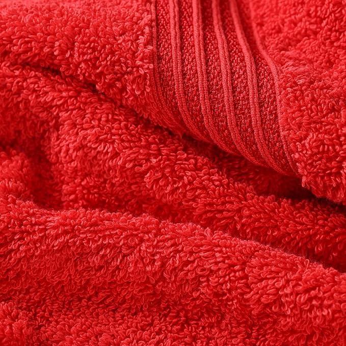 Superior Egyptian Cotton 3-Piece Towel Set, Assorted Towels for Home Bathroom, Master, Guest Bath, Decor Essentials, Includes 1 Bath, 1 Hand, 1 Face Towel/Washcloth, Quick Dry, Absorbent, Red