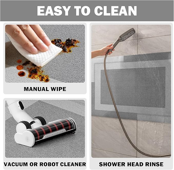 Non Slip Bath Mat, Rubber Backing Ultra Thin Bathroom Rugs Fit Under Door Quick Dry Super Absorbent Washable Bath Rug Shower Mat for Bathroom Floor Bathtub Shower Sink, Easy Care Gray 16"x 24"