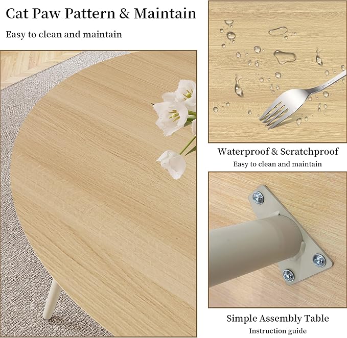 43.3 Inch Round Dining Table Set for 4, Modern Small Kitchen Coffee Set for Dining Room Kitchen Apartment (Cream Table + 4 Grey Chairs)