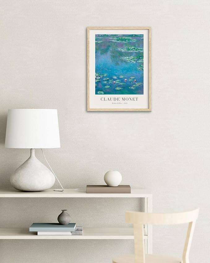 HesenDot Unframed Claude Monet Wall Art Set of 3,12x16in Water Lilies Impressionist Canvas Prints,Abstract Posters Decor,Minimalist Modern Artwork for Living Room Bedroom Office Home, Unframed