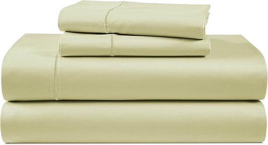 LANE LINEN Ultra Soft California King Sheets Set,100% Egyptian Cotton Mercerized Fully Elasticized with French Seam on Fitted Hotel Like Thick Luxury Bed Sheets - Sea Foam