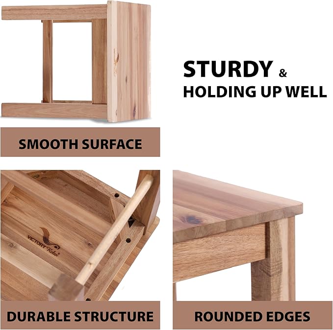 12 Inch Wooden Light Natural Step Stool, Small Nature Beach Chair Under Desk, Indoor Acacia Wood Short Footstool for Living Room, Kitchen, Bathroom
