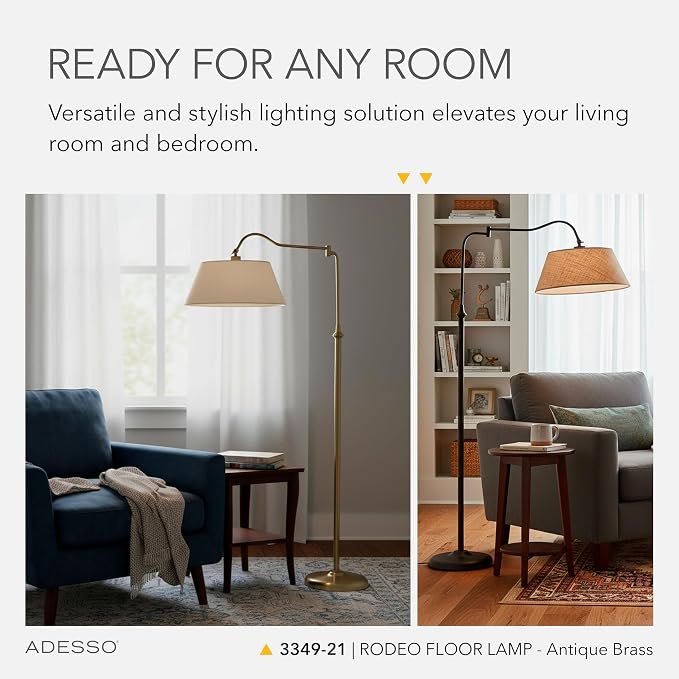 ADESSO Rodeo Floor Lamp, Antique Brass