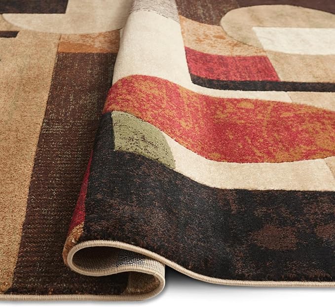 Home Dynamix Tribeca Jasmine Modern Area Rug, Abstract Brown/Green 5'2"x7'2"