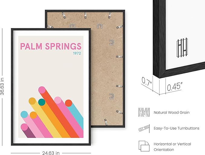 HAUS AND HUES Retro Vintage Poster: Pink Abstract Aesthetic Picture, Colorful Modern City Wall Art, Danish Travel Art Print, Bright Geometric Wall Decor (Black Frame, 24x36)