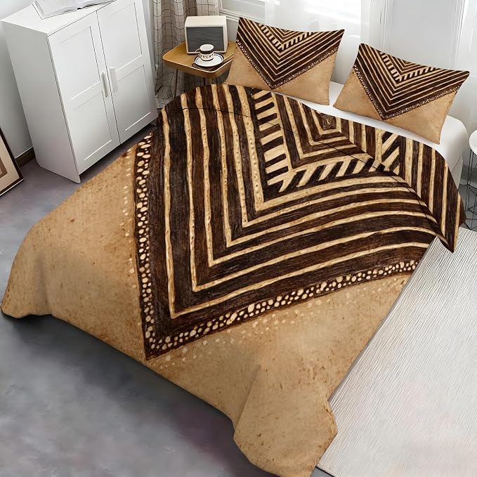 Boho Aktez Duvet Cover Twin Size, Southwestern Bedding Set 3 Piece, Vintage Geometric Patterned Comforter Cover with Zipper Soft Microfiber, 2 Pillowcases