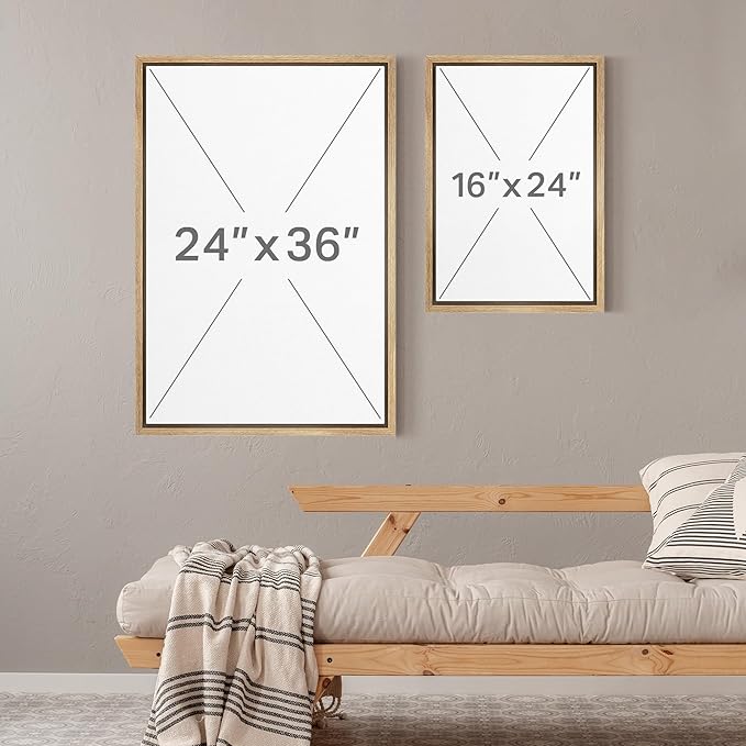 MUDECOR Framed Canvas Print Wall Art Neutral Minimalist Modern Abstract in Beige and Taupe Illustrations Modern Art Decorative Bohemian Colorful for Living Room, Bedroom, Office - 24"x36"x2 Natural