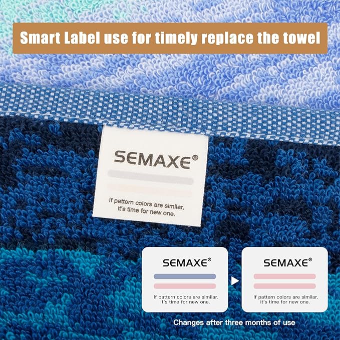 SEMAXE 18-Pack Bath Towel Set Include 6 Bath Towels, 6 Hand Towels, 6 Wash Cloths, 100% Cotton Bathroom Towels with Hanging Loops, Soft & Absorbent Towel, Colorful Towel - The Starry Night Collection