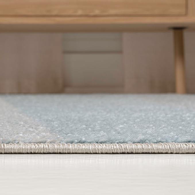 JONATHAN Y Prism Geometric Striped Runner Rug 2x8, Blue/Cream/Gray, Modern, Coastal, Easy-Cleaning for Living Room, Bedroom, Kitchen, Pet Friendly, Non-Shedding (DZC101D-28)