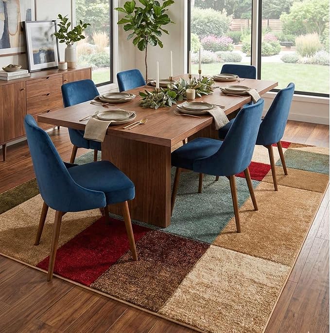 Well Woven Good Vibes Marcia Multi Color 7'10" x 9'10" Modern Area Rug for Living & Dining Room - Stain-Resistant, Hand-Carved, 3D Abstract Design