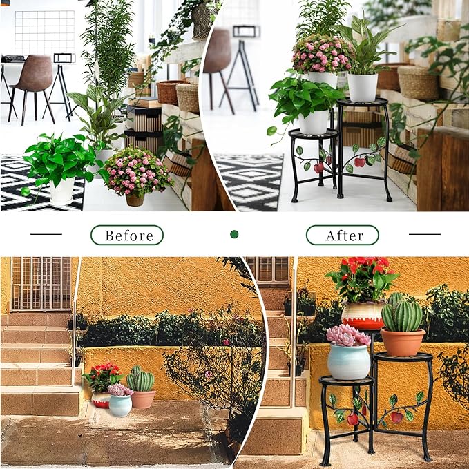 3 Tier Metal Plant Stand Indoor Outdoor Fold Waterproof Flower Plant Fit For Garden Balcony Patio Living Room Balcony Office Yard