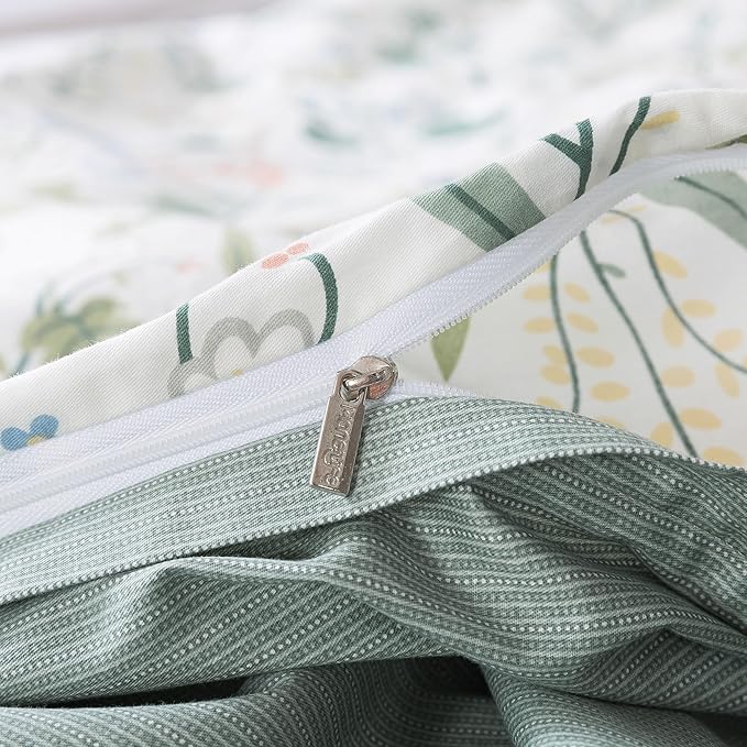 HoneiLife Duvet Cover Twin Size - 100% Cotton Comforter Cover Floral Duvet Cover with Zipper Closure & Corner Ties,2-PCS Wildflower Comforter Cover Sets- Fragrant Grass
