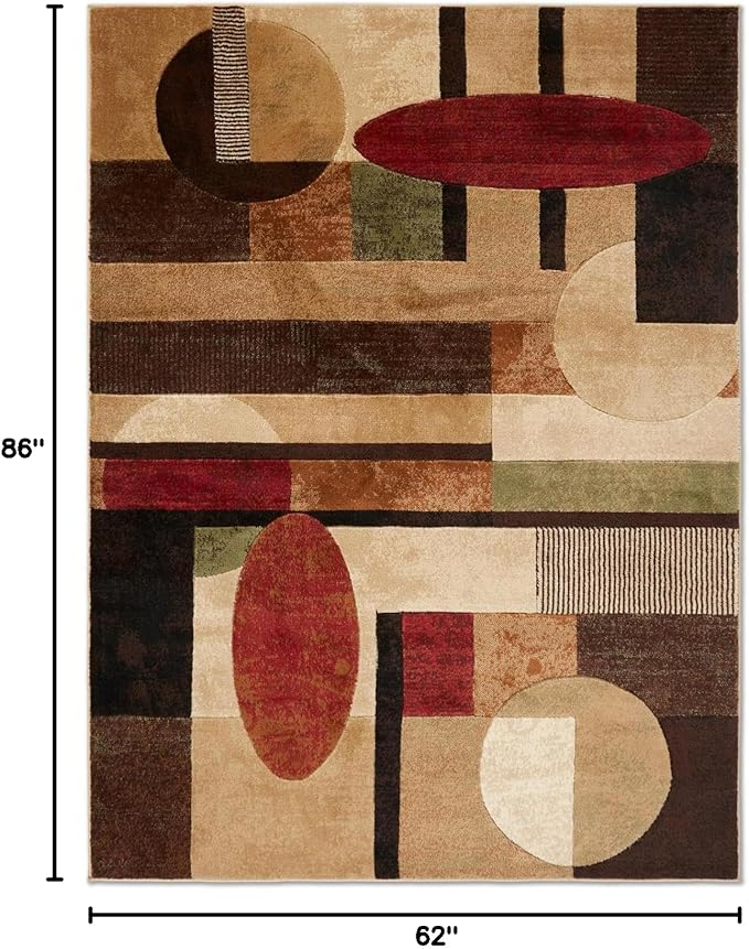 Home Dynamix Tribeca Jasmine Modern Area Rug, Abstract Brown/Green 5'2"x7'2"