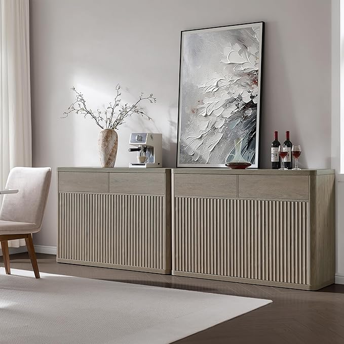 SICOTAS Buffet Cabinet with Storage - Storage Cabinet Sideboard with Doors & Shelves Accent Credenza Buffet Table with 2 Drawer Buffets & Sideboards for Living Room Dining Room Kitchen Entryway Office