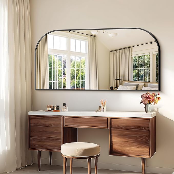 Bathroom Mirror, 60x30 inch Large Black Rectangle Wall Mounted Mirror with Thin Frame, Bathroom Vanity Mirrors for Over Sink, Entryway, Living Room, Bedroom